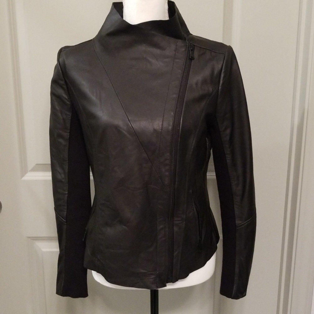 Trouvé drape leather jacket